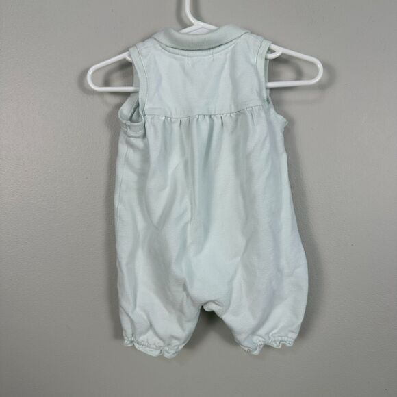 Ralph Lauren Baby Girl 9 Months Bubble Romper Shortall Blue Short Sleeve Collar - Picture 3 of 3